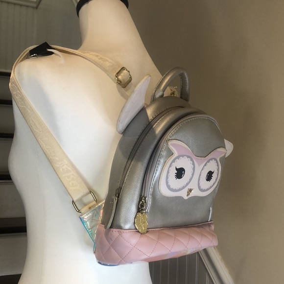 BETSEY JOHNSON Luv Betsey Holographic Owl Backpack with Adjustable Straps - Picture 8 of 17